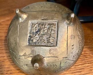 2 Brass 3 Footed Chinese Censor Bowls used as incense burners.    