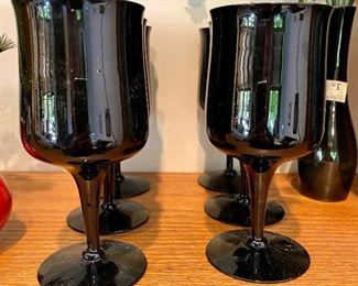 Set of 6 Black Goblets