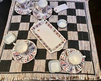 Very cool Playing Card 4 Piece Tea/coffee Set with Serving Dish.