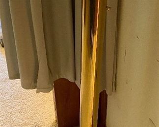 Vintage Mid-Century Modern Brass Floor Lamp by Pierre Cardin. Mushroom Style Shade with Circular Fluorescent Bulb