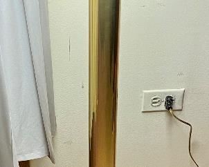Vintage Mid-Century Modern Brass Floor Lamp by Pierre Cardin. Mushroom Style Shade with Circular Fluorescent Bulb