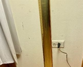 Vintage Mid-Century Modern Brass Floor Lamp by Pierre Cardin. Mushroom Style Shade with Circular Fluorescent Bulb