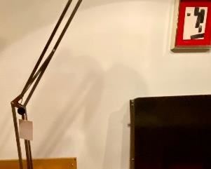 Extra Large Adjustable Mid-Century Modern Lamp, Industrial/Drafting Light with Brushed Nickel over Brass.  Very Functional  and Flexible