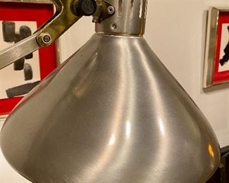 Extra Large Adjustable Mid-Century Modern Lamp, Industrial/Drafting Light with Brushed Nickel over Brass.  Very Functional  and Flexible