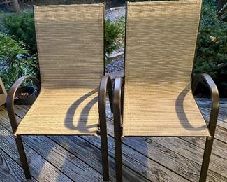 2 stacking sling patio chairs 
