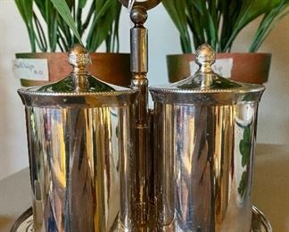 Silver Plate condiment jars