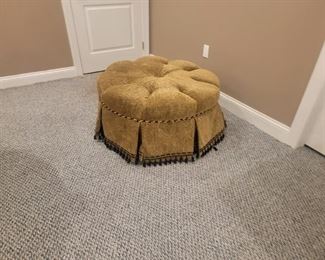Plush Fabric Round Ottoman $175
