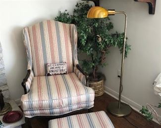 Wing Chair w/ Ottoman, Floor / Reading Lamp