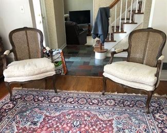Pair of French Provincial Caned Back Arm Chairs