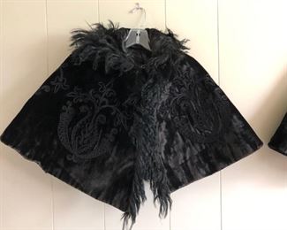 Victorian Fur Capes w/ Feather Collars