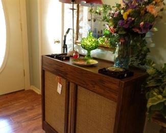 foyer table, top slides open