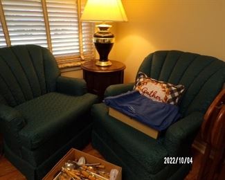 pair of these side chairs & lamp table