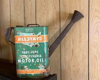 Vintage Allstate oil can turned into a watering can 