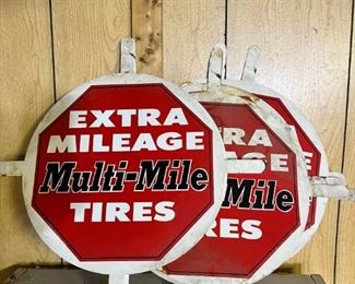 Vintage advertising  Multi-Mile tire signs 