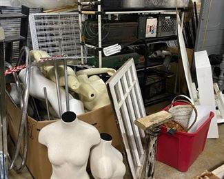Mannequins for sale, Windows for sale, Round racks and 4 way racks.