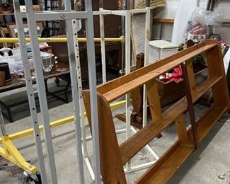 Wall Shelving $40, 4 way racks $20