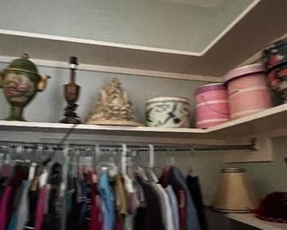 Lots of a ladies clothes, hats and tons of scarfs, shoes and jewelry!