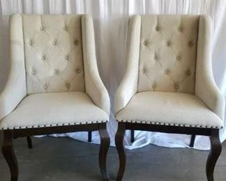Linen tufted chairs