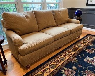 Baker light brown 3 seat upholstered sofa