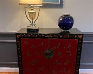 Asian inspired 2 door console table