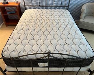 Steel full size bed with like-new mattress