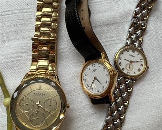 Men's Skagen wristwatch & Women's Seiko & Tissot wristwatches