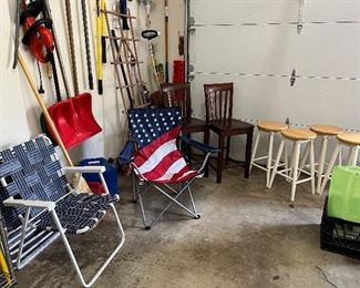 Garage chairs, stools, tools and accessories