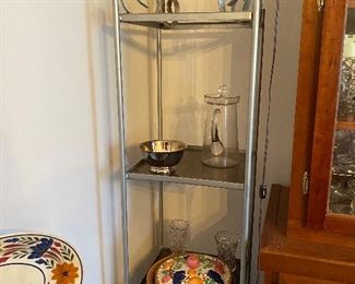 Metal display shelf and several items available at 30% discount Sunday 12-4. 