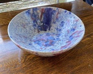 red white blue pottery bowl