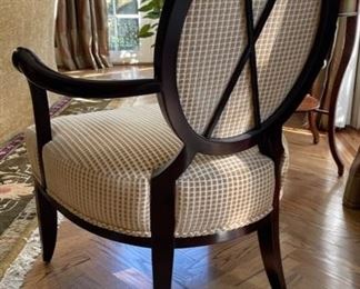 Pair of Barbara Barry for Baker Upholstered Arm Chairs. Each measures 30" W x 29" D with 18.5" seat height. Photo 2 of 4. 