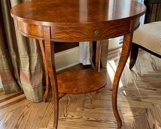 William Switzer flame mahogany occasional table with drawer. Photo 1 of 4. 