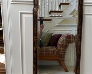 Friedman Brothers Williamsburg Collection reproduction ebony chinoiserie mirror. Measures 48" H x 19" W. Photo 1 of 3. 