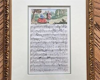 Trio of Calliope of English Harmony hand-colored copper engravings. Circa 1738. H. Roberts. Unframed engraving measures 5" x 8".  Photo 4 of 4.