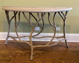 Faux Bois concrete console. Measures 48" x 18" D x 30" H.  Photo 1 of 4. 