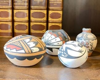 Assorted Native American Small (2" D) Pots signed by artists. Photo 1 of 4. 