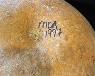 Gourd Sculpture signed by artist. Measures 10" D with 6" Diameter. Photo 2 of 2. 