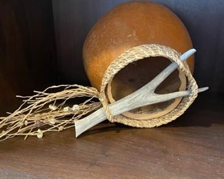 Gourd Sculpture signed by artist. Measures 10" D with 6" Diameter. Photo 1 of 2. 