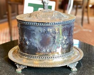 Mappin & Webb Silverplate Biscuit Jar. Measures 10" W x 6" H. Photo 1 of 4. 