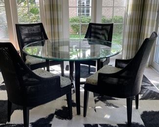 Crate & Barrel Halo dining table. Shown with set of 4 Crate & Barrel cane chairs. 