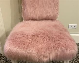 Restoration Hardware Teen Sophie Kashmir Faux Fur Desk Chair in Dusty Rose. Photo 1 of 2. 