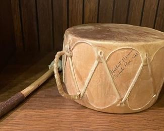 Ceremonial Drum signed by artist. 