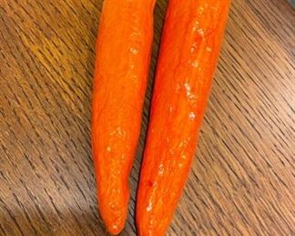 Papier mache carrots. 