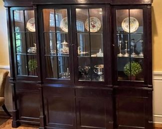 Vintage William Switzer Mahogany Cabinet / Breakfront with interior lighting. Measures 90" x 17" D x 94" H. Photo 4 of 4. 