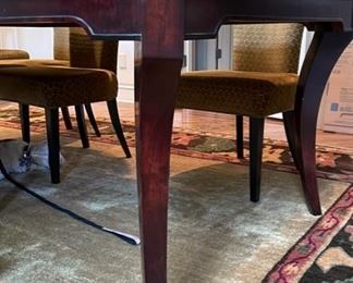 Vintage William Switzer Mahogany Dining Table. Measures 86" - 125" W x 47" D. Comes with two 20" leaves and pads.  Photo 4 of 4. 