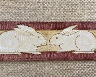 Original bunny folk art signed by artist. Measures 27" W x 9" H. Photo 1 of 2. 