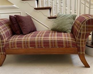 Upholstered rolled arm bench. Measures 68" W x 24" D x 19" Seat Height. Photo 1 of 2. 