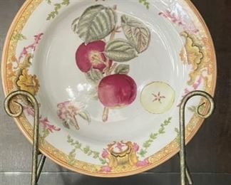 Set of 4 Mark Roberts decorative fruit plates with stands. Photo 3 of 5. 