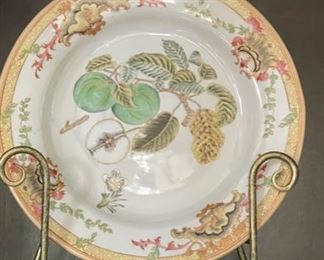 Set of 4 Mark Roberts decorative fruit plates with stands. Photo 4 of 5. 