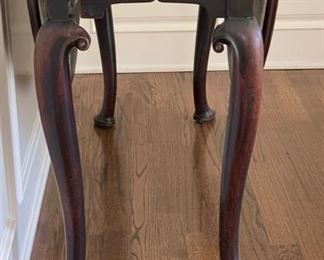 Antique English Queen Anne Gateleg Drop Leaf Table with Slipper Foot. Measures, when closed, 41" W x 15.5" D x 28" H.  With both leaves extended, oval table measures 75" W. Photo 1 of 4. 