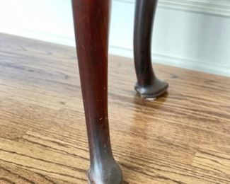 Antique English Queen Anne Gateleg Drop Leaf Table with Slipper Foot. Measures, when closed, 41" W x 15.5" D x 28" H.  With both leaves extended, oval table measures 75" W. Photo 3 of 4. 